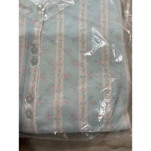 Earth Angels Women Mint Floral Stripe Nightshirt 1X Lace Trim Sleepwear 115-0365